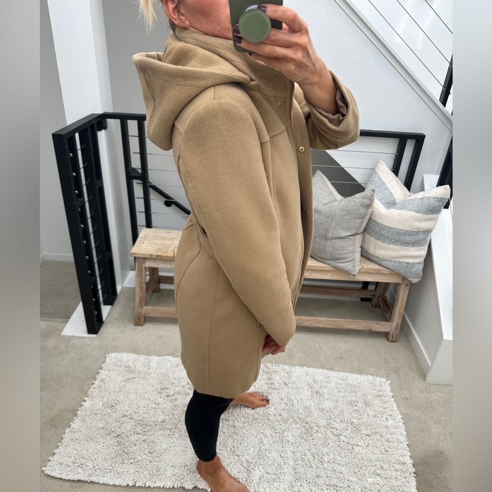 Vince Camuto Wool Blend Coat Camel Hooded Zip Up Jacket Chic Fall Winter Size XS - Picture 6 of 15